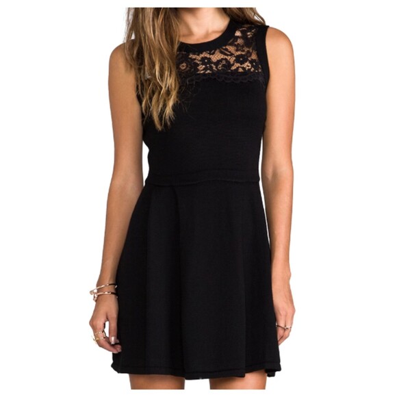 Shoshanna Dresses & Skirts - Shoshanna Sleeveless Lace Sweater Mini Dress Black Petite